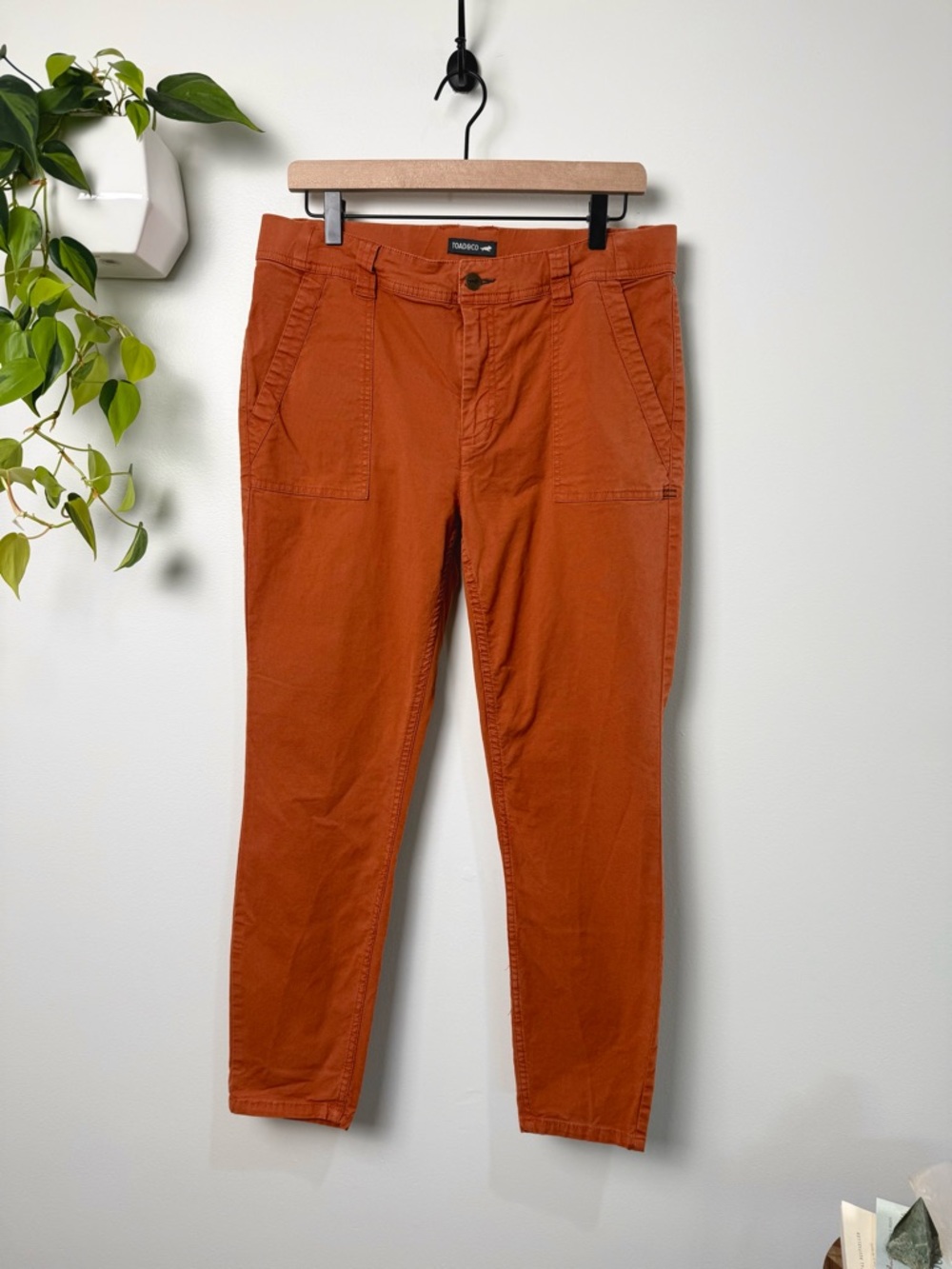 Toad & Co Earthworks Ankle Pant Size 12 Organic Cotton Cinnamon Orange Utility